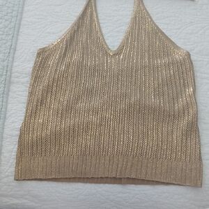 BCBGMaxAzria Metallic Gold Knit Top